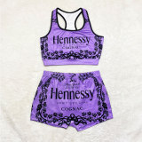 Sexy Graphic Print Tank Top Shorts Set Yoga Pants Set