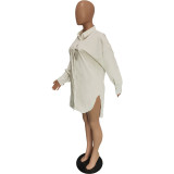 Casual Loose Shirt Dress Long Sleeve Fall Clothing for Women Birthday Outfits Button
