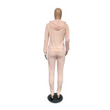 Casual Letter Print Hooded Two Piece Outfits