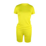 Solid Color Basic Shirt and Tight Shorts