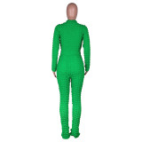 Casual Long Sleeve Bubble Fabric Pants Set