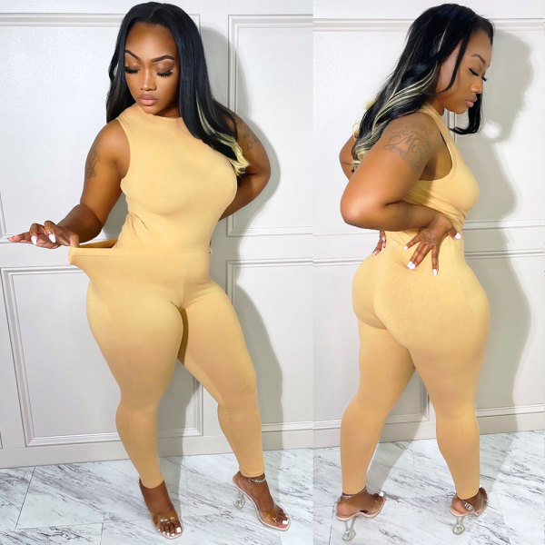 Solid Sleeveless Two Piece Ipresistible Set Camel