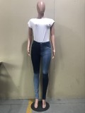 Contrast Stitching Denim Trousers