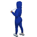Autumn Winter Thick Drawstring Jogger Two Piece Sweatpants and Hoodie Set