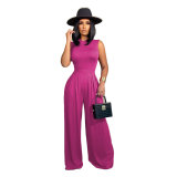 Women Sexy Bodycon Sleeveless Romper Top High Waist Wide Leg Pants Two Piece Outfits