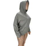 Casual Printed Pullover Round Neck Hooded Sweatshirt
