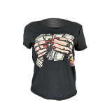 Polyester O Neck Short Sleeve Character Slim fit Solid Tees & T-shirts
