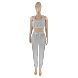 Solid Color Double-layer Sports Vest and Trousers