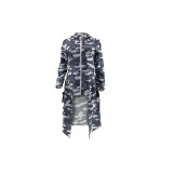 Irregular Printed Hooded Tail Jacket