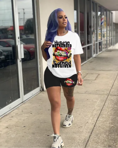 Summer Casual Print Two Piece Short Sets