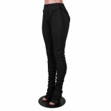 Solid Black Tight Stacked Pants