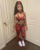 Casual Print Letter Vest and Trousers