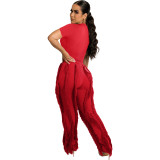 Spring Summer Ladies Suit Tassel Fashion Sportswear Pant Set
