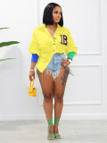 Casual Thread Stitching Colorful Button Embroidery Cardigan Irregular Shirts