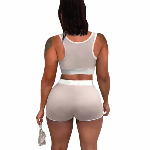 Plus Size Beige Printed Valentine Tank Top And Shorts 2 Piece Sets
