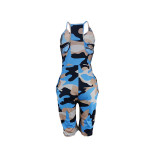 Casual Camouflage Straps Vest Romper