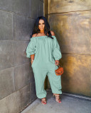 Solid Color Off Shoulder Jumpsuit