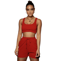 Casual Sports Double Vest and Shorts with Pocket