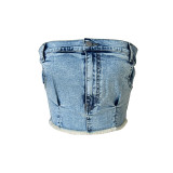 Super Stretch Denim Navel-Based Tube Top