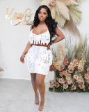 Sexy See Through Knit Hook Tassel Beach Shorts Set
