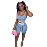 Threaded Women Vest Two Piece Set