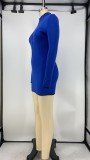Solid Color Zipper Stitching Mini Dress