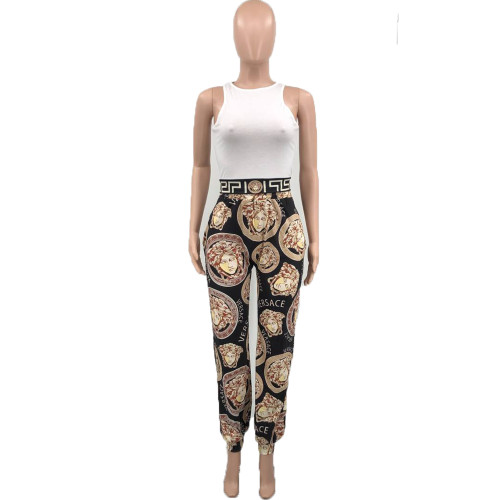 Casual Sleeveless Print Two Piece Women Short Set