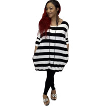 Casual Striped Print Loose Club Dress