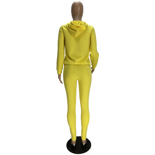 Casual Air Layer Letter Embroidery Hooded 2 PC Set