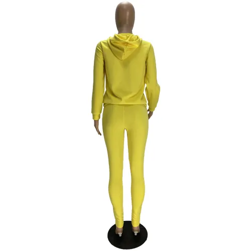Casual Air Layer Letter Embroidery Hooded 2 PC Set