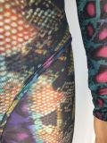 Casual V Neck Mesh Snake Print See Through Romper and Pant