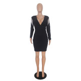 Casual Solid Color Deep V-neck Tassel Bodycon Dress