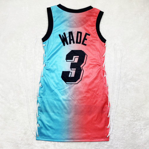 Casual Sleeveless Letter Print Double-sided Pattern Bandage Basketball Shirt Dress