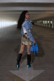 Casual Irregular Denim Ripped Long Sleeve Jacket