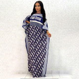 Summer Beach Dress Letters Printed Loose Style Oversized Maxi Dress