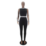 Solid Color Sleeveless Webbing Jumpsuit