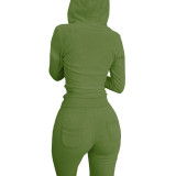 Autumn Winter Double-sided Fleece Vest Hooded Three Piece Set