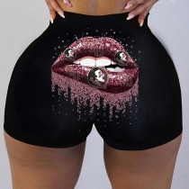 Sexy Ladies Low Waist Graphic Printed Yoga Shorts
