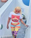 2023 Fashion Printed Short Sleeve Two Piece Set