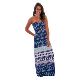 Casual Printed Strapless Maxi Dress