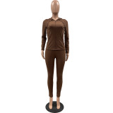 Pure Color Hooded Sportswear 2 PC