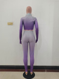 High Neck Gradient Embroidered Letters Sports Two-Piece Set