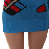 Knitted Heart Print Long Sleeve Sweater
