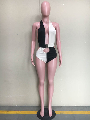 Sexy Backless Stitching Swimsuit