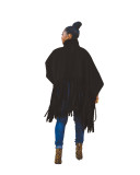 Black British Style Oversized Fringed Top