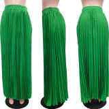 Solid Color High Waist Long Pleated Skirts