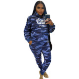 2PCS Autumn Winter Clothes Camouflage Women Tracksuit Casual Hoodies Sweatshirt Pants Set