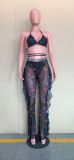 Casual Printed Mesh Two-piece Set with Panties