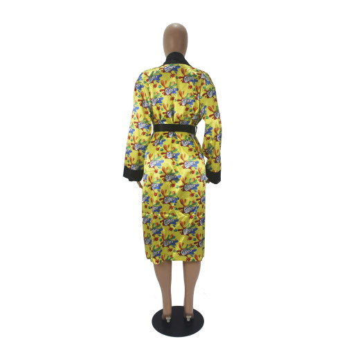 Print Kimono Robes Outerwear For Women