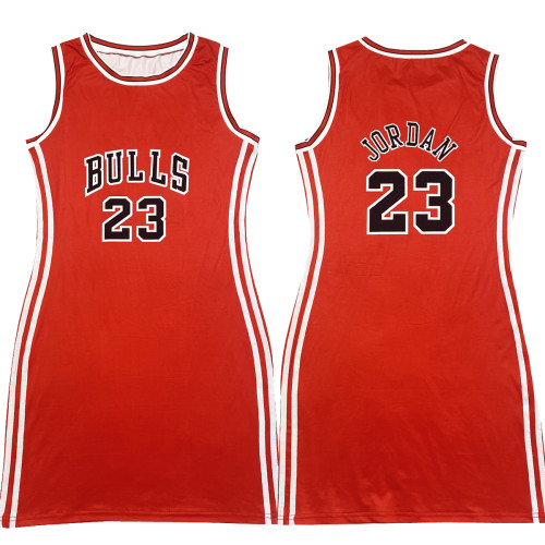 Casual Sleeveless Double-sided Pattern Printed Webbing Basketball Mini Dress